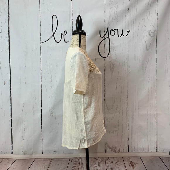 Sundance Sequined Clotilde Tee Small XS Ivory - Picture 7 of 9